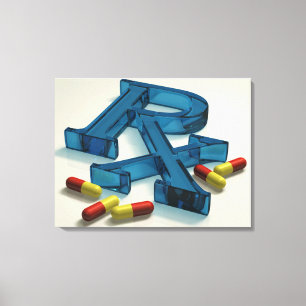 Lienzo Símbolo RX 3D con cápsulas