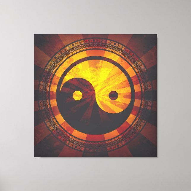 Lienzo Símbolo vintage Yin Yang (Anverso)
