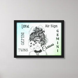 Lienzo Símbolo y signo zodiacal de Géminis enmarcado