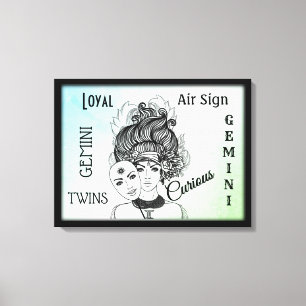 Lienzo Símbolo y signo zodiacal de Géminis enmarcado
