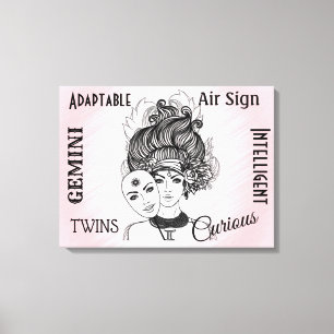 Lienzo Símbolo y signo zodiacal de Géminis rosa