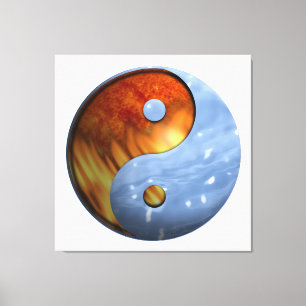 Lienzo Símbolo Yin y Yang de fuego y agua