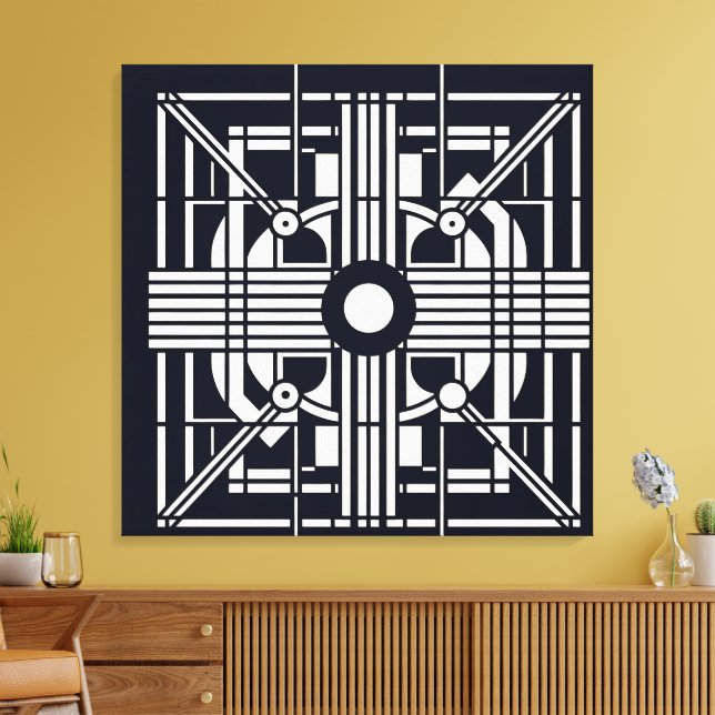 Lienzo Simetría geométrica monocromática - Línea abstract (Insitu (Sala de estar))