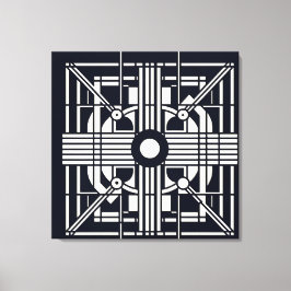 Lienzo Simetría geométrica monocromática - Línea abstract