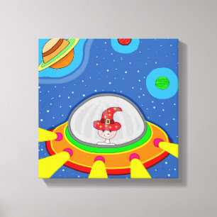 Lienzo Simon y su nave espacial