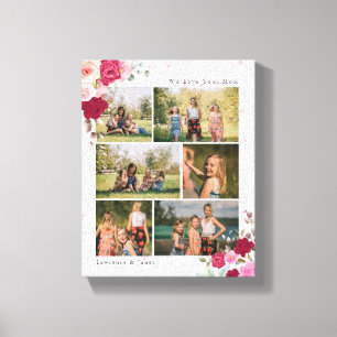 Lienzo Simple B&W Botanical Floral Mom 6 Collage de fotos