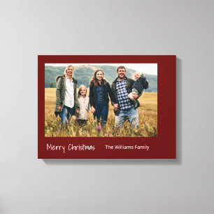 Lienzo Simple Merry Christmas Family Photo Typography
