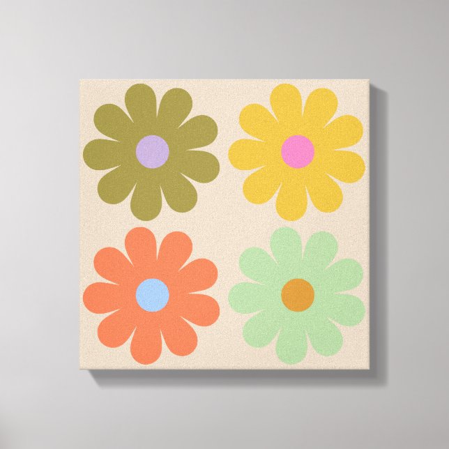 Lienzo Simple Pastel Vintage Flower Pattern (Anverso)