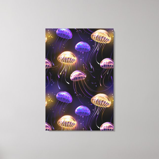 Lienzo Sin soldadura con medusas brillantes (Anverso)