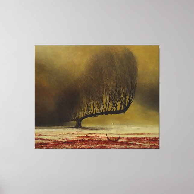 Lienzo Sin título (Árbol de pesadilla) de Zdzislaw Beksin (Anverso)