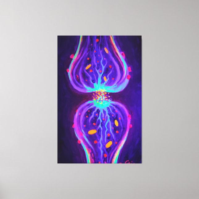 Lienzo Sinapsis con neurotransmisores (Anverso)