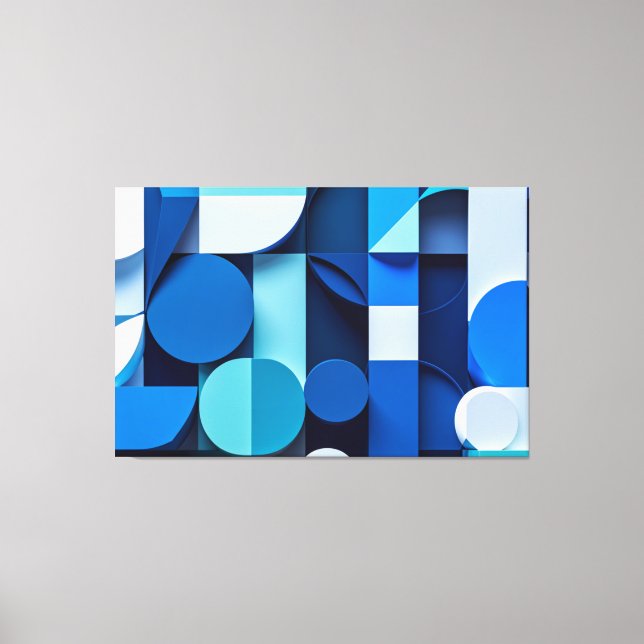 Lienzo Sinfonía Azul: Abstracción Geométrica (Anverso)