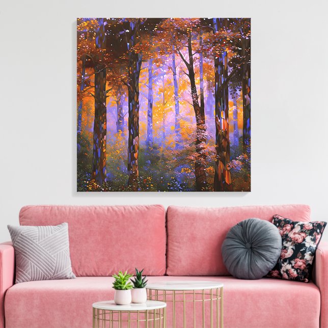 Lienzo Sinfonía de hojas - Paisaje de bosques (Insitu (Sala de estar))