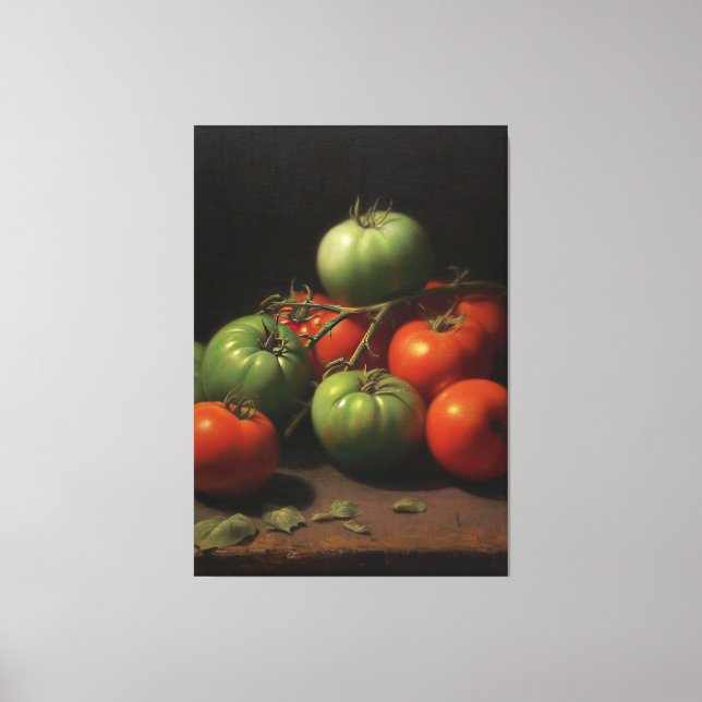 Lienzo Sinfonía de Jardín: Pintura de aceite de tomate ro (Anverso)
