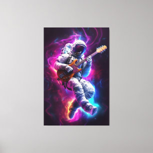 Lienzo Sinfonía del vacío   Astronauta Neon Cyberpunk