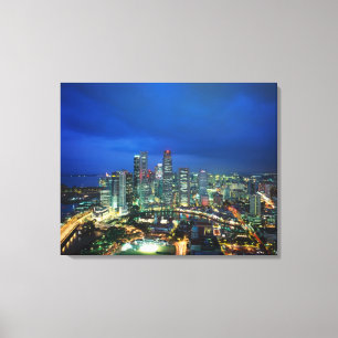 Lienzo Singapur Skyline de noche, Singapur
