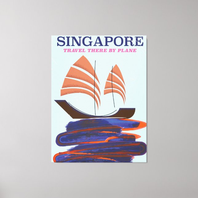 Lienzo Singapur "Viaja allí en avión" (Anverso)