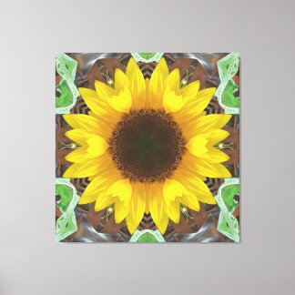Lienzo Single Sunflower with Mint Leaves