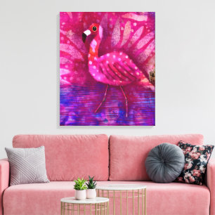 Lienzo Singular Resumen Flamingo Rosa Tropical