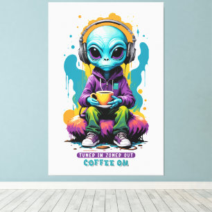Lienzo Sintonizada en el café Zoned out on Cute Alien A