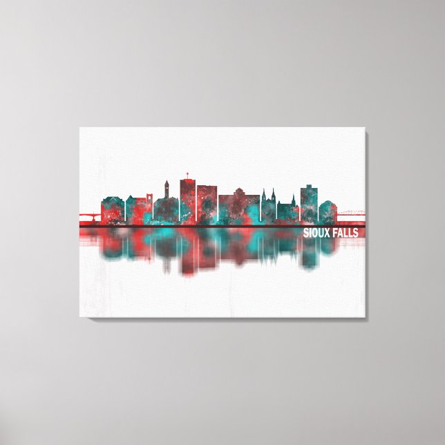 Lienzo Sioux Falls South Dakota Skyline (Anverso)