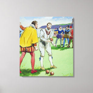 Lienzo Sir Francis Drake (1540/3-96) jugando bolos, de
