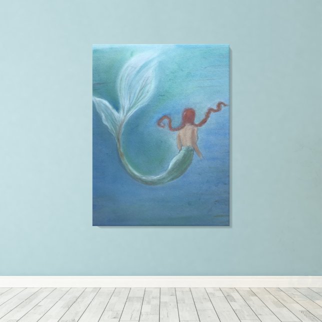 Lienzo Sirena bajo el agua (Insitu (piso de madera))