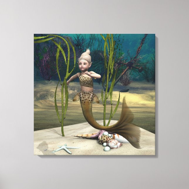 Lienzo Sirena bebé linda (Anverso)