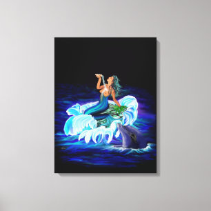 Lienzo Sirena con delfín