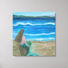 Lienzo Sirena contemplando las olas