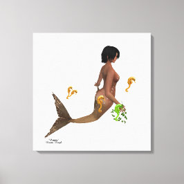 Lienzo Sirena Cuidada Con Hijos De Mar Estirados Impresió