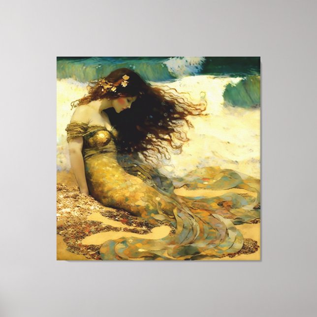 Lienzo Sirena en Arenas Doradas (Anverso)