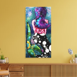 Lienzo Sirena Náutica Abstracta Caprichosa Caracoles Teal
