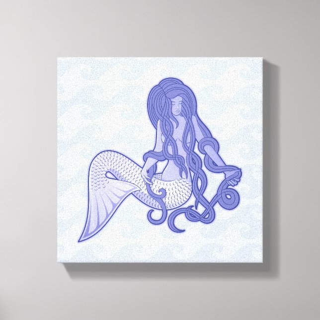 Lienzo Sirena sentada azul (Anverso)