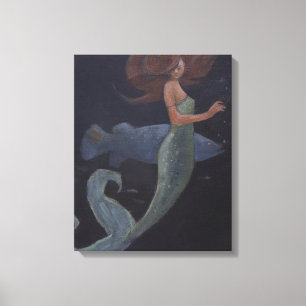 Lienzo Sirena y el Pez Azul