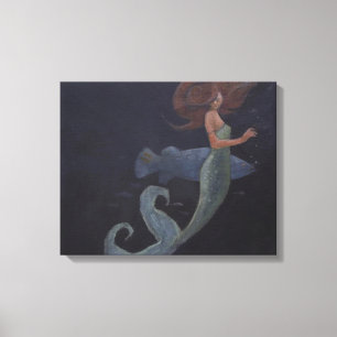 Lienzo Sirena y el Pez Azul