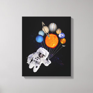 Lienzo Sistema solar planetas Astronauta Vía Láctea
