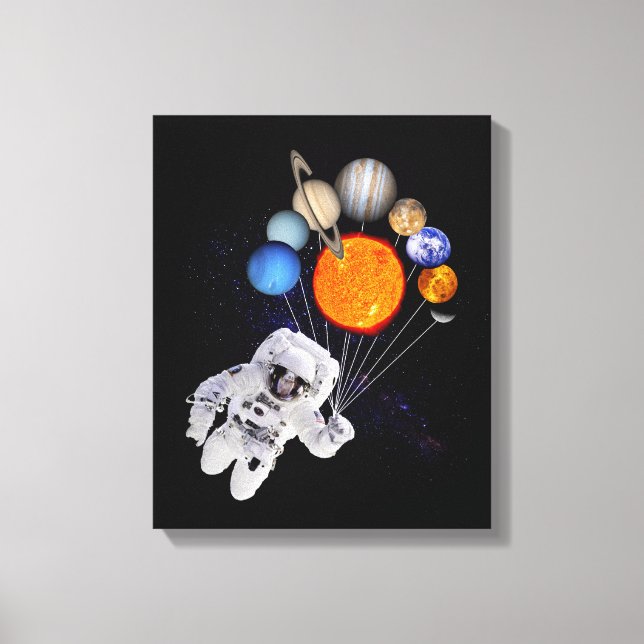 Lienzo Sistema solar planetas Astronauta Vía Láctea (Anverso)