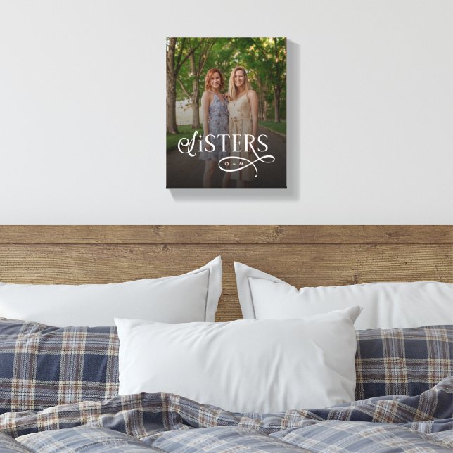 Lienzo Sisters Photo Personalized Monogram (Insitu(Dormitorio))