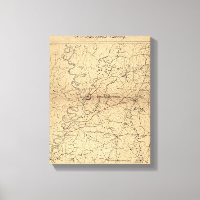 Lienzo Sitio de Vicksburg - Mapa Panorámico de la Guerra  (Anverso)
