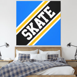 Lienzo SKATE Negrita Azul Brillante Negro Naranja Rayas d