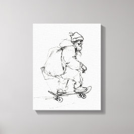 Lienzo Skateboarding de Santa Claus con regalo