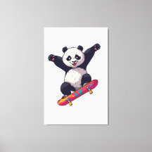 Skater Panda Canvas – Skateboarding Panda Wall Art