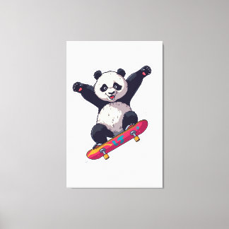 Lienzo Skater Panda Canvas – Skateboarding Panda Wall Art
