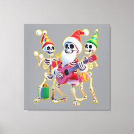 Lienzo **Skeleton 3D Christm Santa Party – Funnyas Skelet