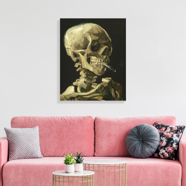 Lienzo Skeleton con cigarrillo en llamas | Vincent van Go (Insitu (Sala de estar))