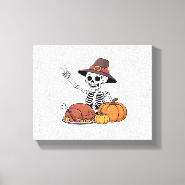 Lienzo Skeleton de Acción de Gracias Skeleton Gracioso Ro (Anverso)