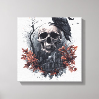 Lienzo Skull and Raven Prophecy