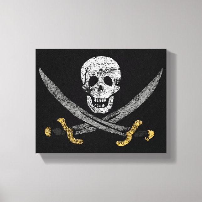 Lienzo Skull and Swords Jolly Roger Pirate Flag (Anverso)