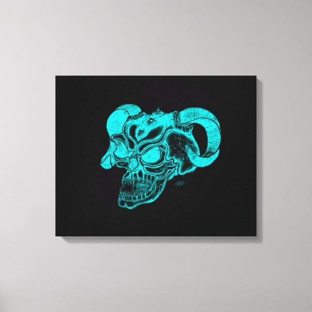 Lienzo Skull Devil Head Black and Green Design (Anverso)
